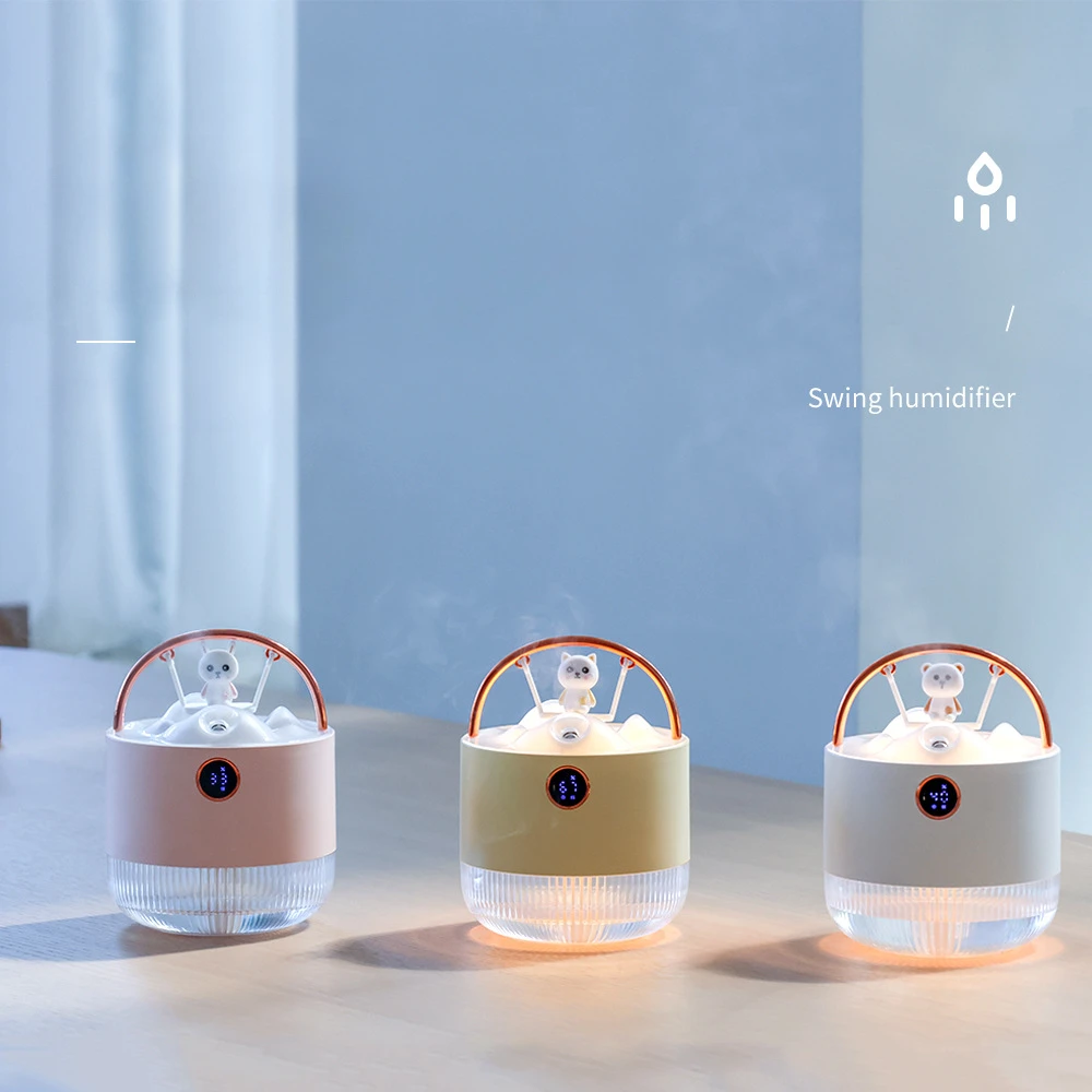 New Cartoon Air Humidifier Diffuser Aroma Essential Oil Perfume with Night Light Room Plant Bedroom Cute Silent USB Recharging