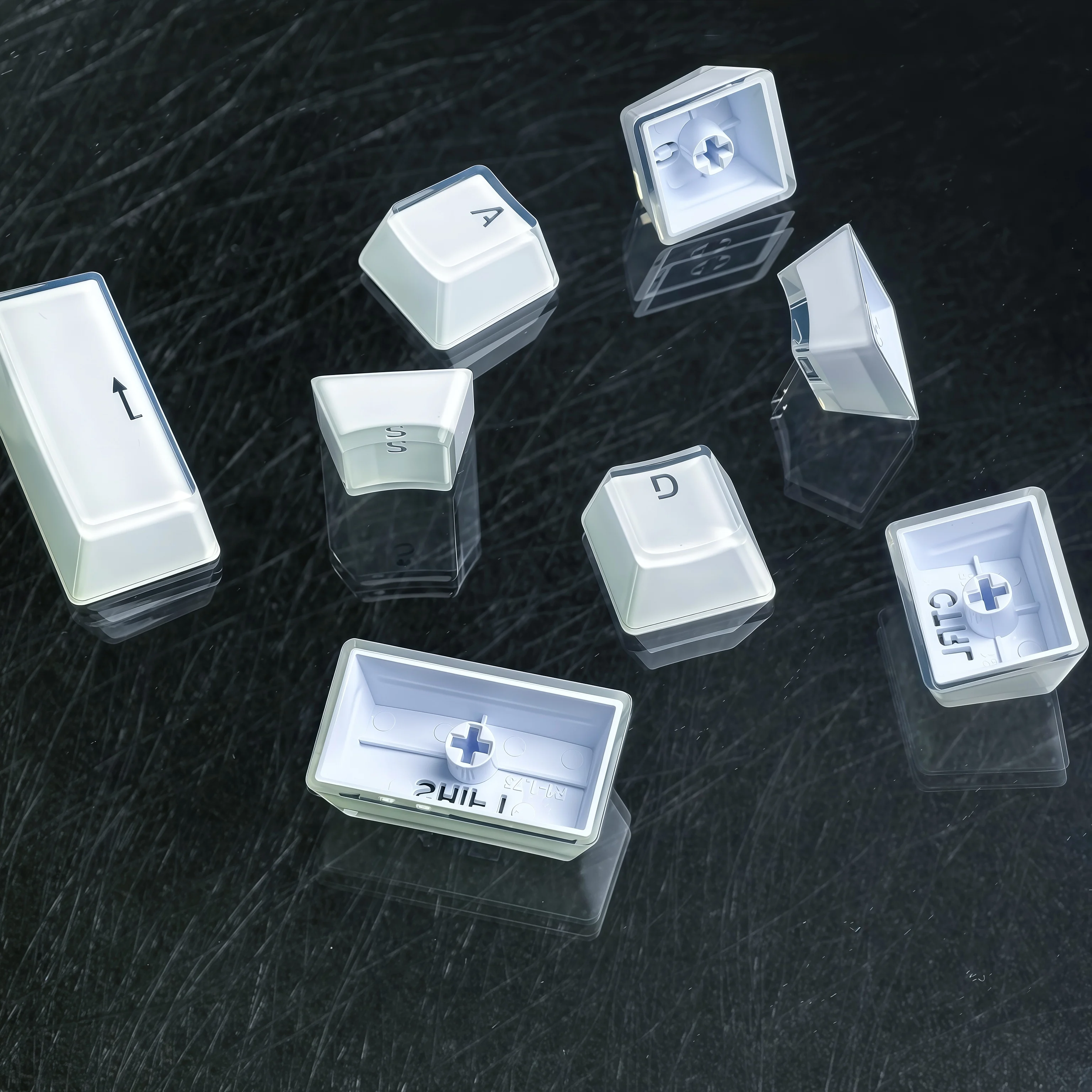 Translucent Keycaps 104/123 Keys Layout Low Profile White Keycaps DIY  Black Backlit Crystal Edge for Mechanical Keyboard