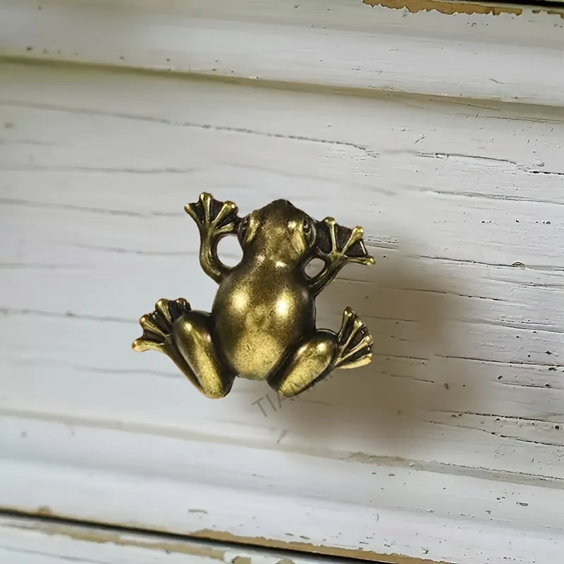 

Pack of Antique Bronze Frog Cabinet Knobs, Single Hole Drawer Pulls, Lovely Gold Metallic Handles for Home Decoration