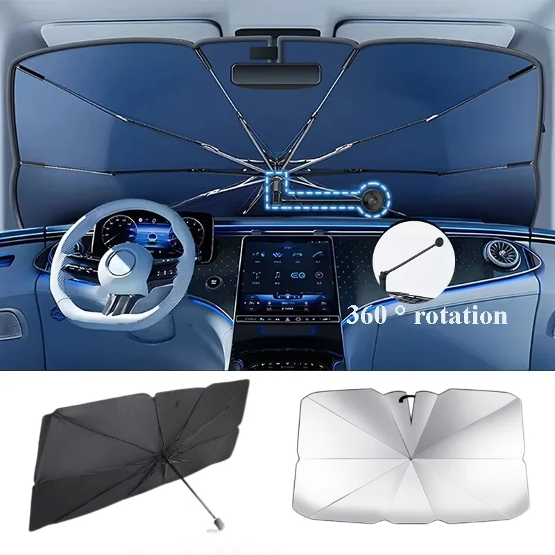 360° Rotatable Car Sunshade Windshield Umbrella Bendable Handle UV Protection Front Window Sunshade Summer Car Accessory NEW