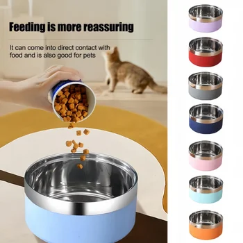 Tigela redonda de aço inoxidável para animais de estimação, tigela de comida para cães e gatos, multiespecificação, anti-queda, alimentação, suprimentos para animais de estimação, 1 peça