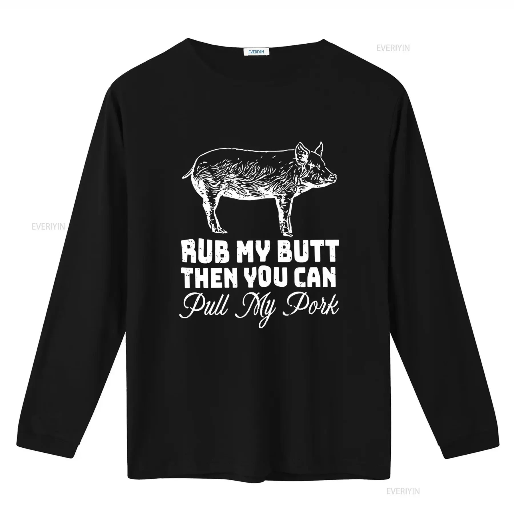 Funny BBQ T Shirt Rub My Butt Then You Can Pull Pork Grilling Barbecue Pig Design vintage Washed Stylish streetwear