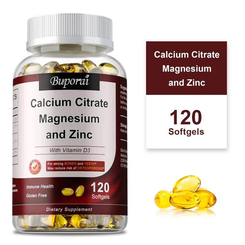 

Calcium Citrate Magnesium and Zinc - Reduces Stress, Bone Regeneration,Calcium Absorption,Supports Muscle,Joint and Nerve Health