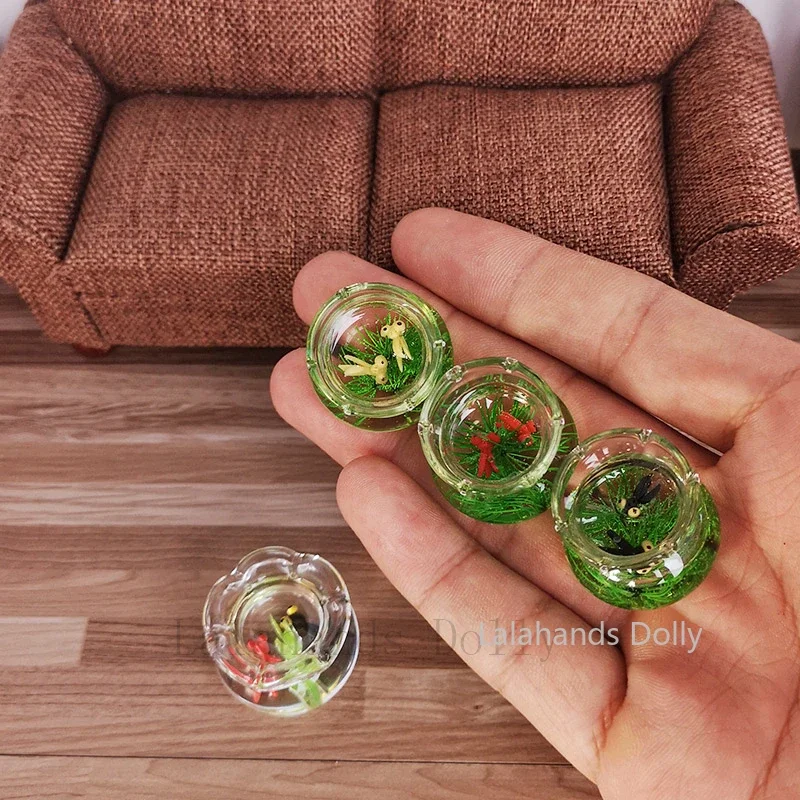 Dollhouse yaratıcı Mini Goldfish kase minyatür oyuncak Model bebek evi mobilya dekorasyonu aksesuarları