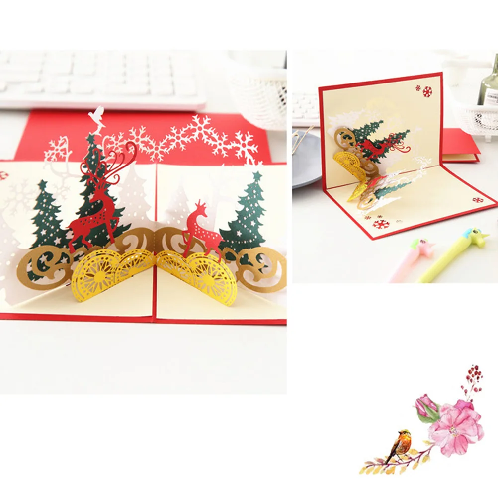 

3D Christmas Greeting Card 3D Eco-Friendly Printed Creative Paper Craft Personalized Blessing Card for Friends Lovers Assortment