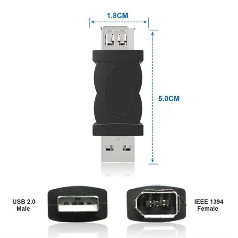 USB 2.0 A Male to Firewire IEEE 1394 6P Female Adaptor Converter Connector F/M