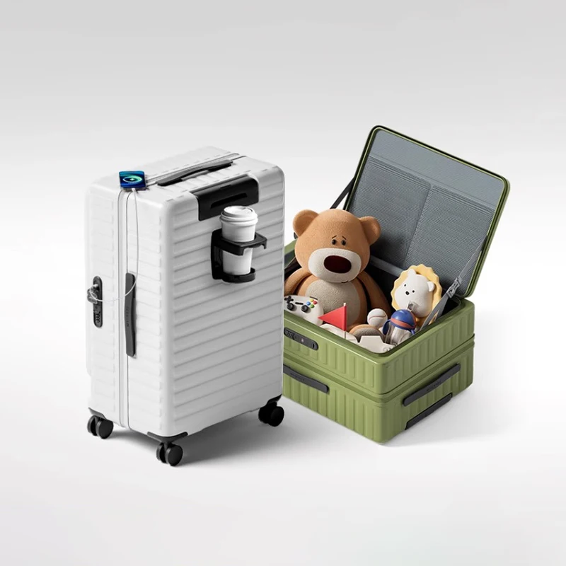 

Дорожные чемоданы Расширение крышки с боковым открытием Чемодан большой вместимости с портом для зарядки Складной держатель для стакана с водой Чемодан с паролем