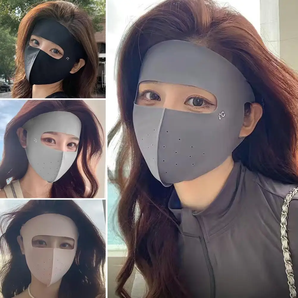 Women's Full Face UV Protection Mask, Breathable Ice Silk Sunscreen Cover for Outdoor Reusable Sunscreen Dustproof Mask
