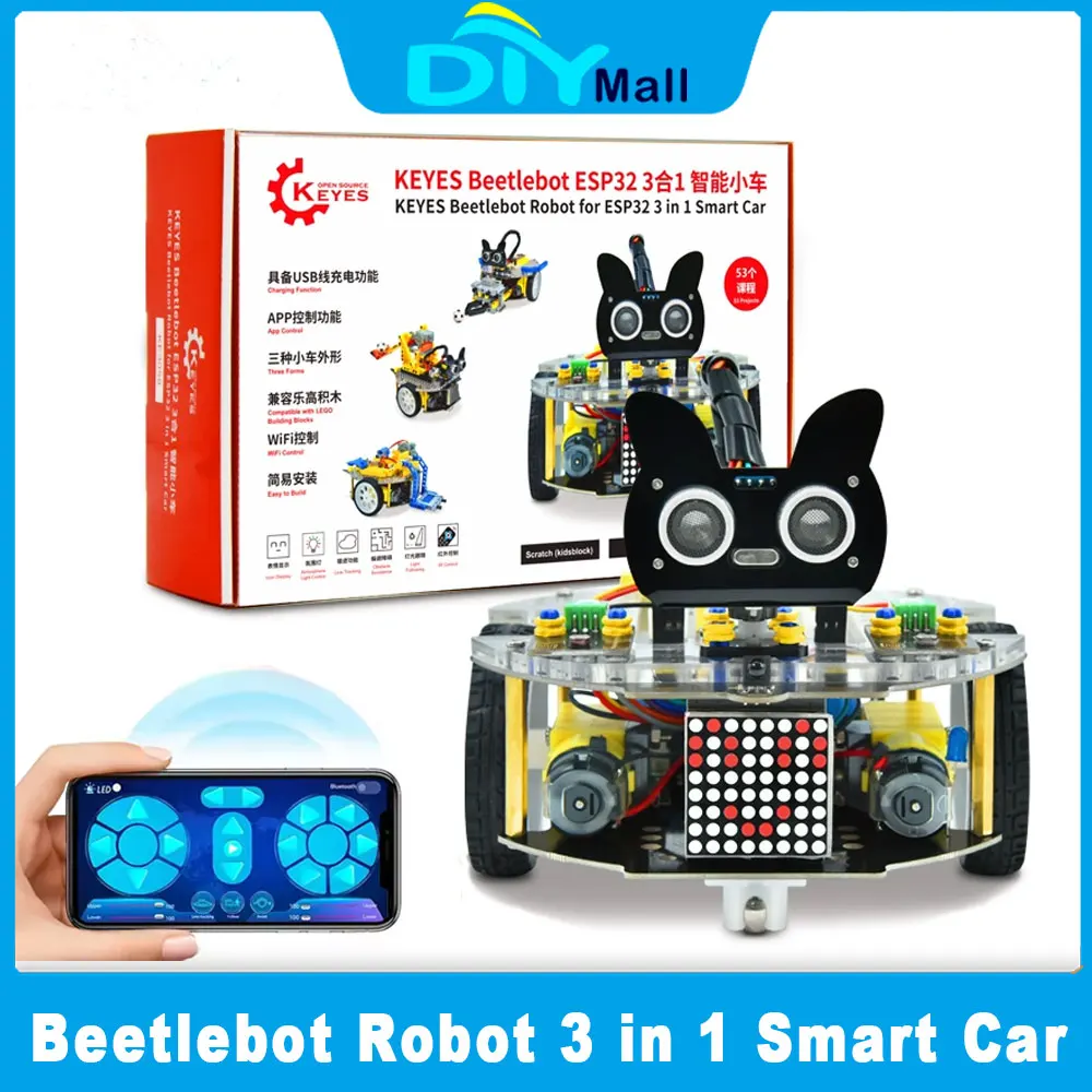 

ESP32 Wi-Fi Bluetooth робот автомобиль кодирование питона IoT стартовый комплект Legoeds-совместимый умный автомобиль STEM развивающая игрушка