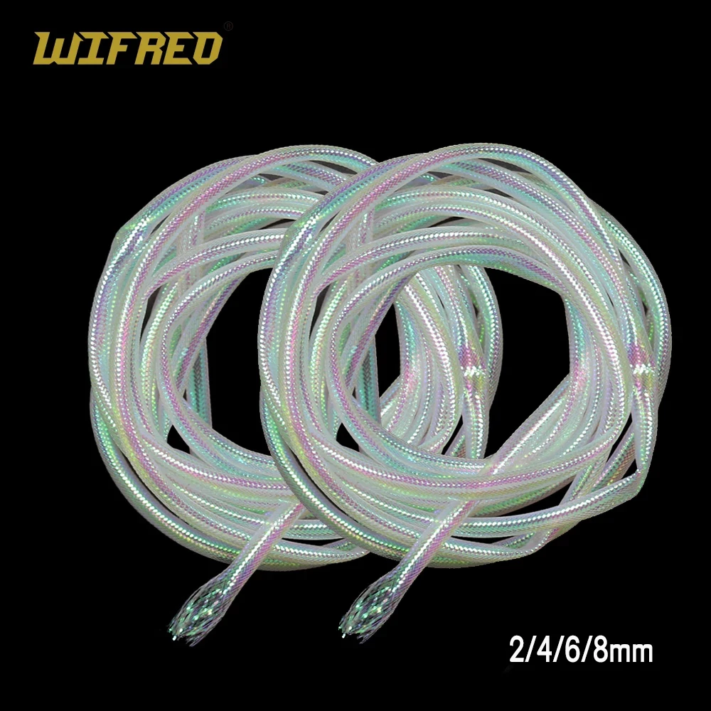 WIFREO 4M 2/4/6mm Pearlescent Braid Mylar Tubing Fly Tying Materials Round Hologr aphic Cord Pearl Mylar For Tube Fish Fly