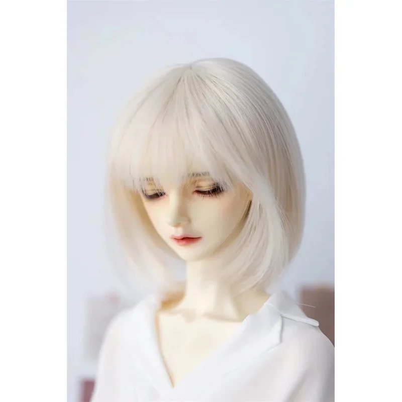

BJD Doll Wig Toy Girls Elegant 1/3 1/4 1/6 Baby White Blue Purple High Temperature Silk Short Straight Hair wig Doll Accessories