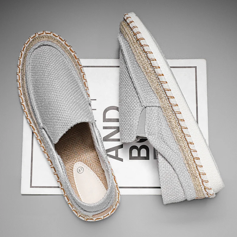 Męskie płócienne buty jesienne, szyte mokasyny, męskie oddychające, wygodne, modne płaskie buty rybackie, męskie półbuty, zapatos hombre.