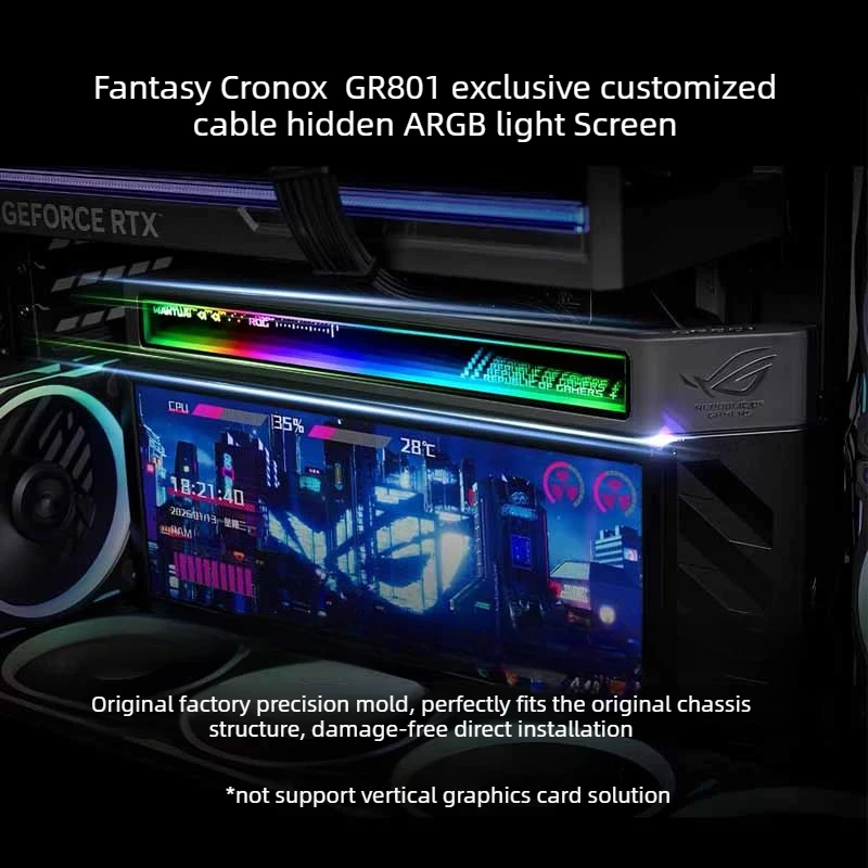 STRIX ROG Cronox GR801 Computer Chassis GLOWVEIL Infinite Mirror ARGB Cable Cover Lighting Screen,GPU Power Supply Shroud Panel