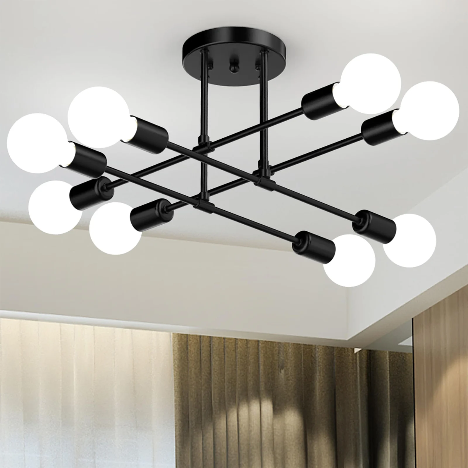 Modern Ceiling Light 6/8 Light Sputnik Chandelier Light Fixture E27 Base LED Ceiling Lamp for Bedroom Dining Room Kitchen Office