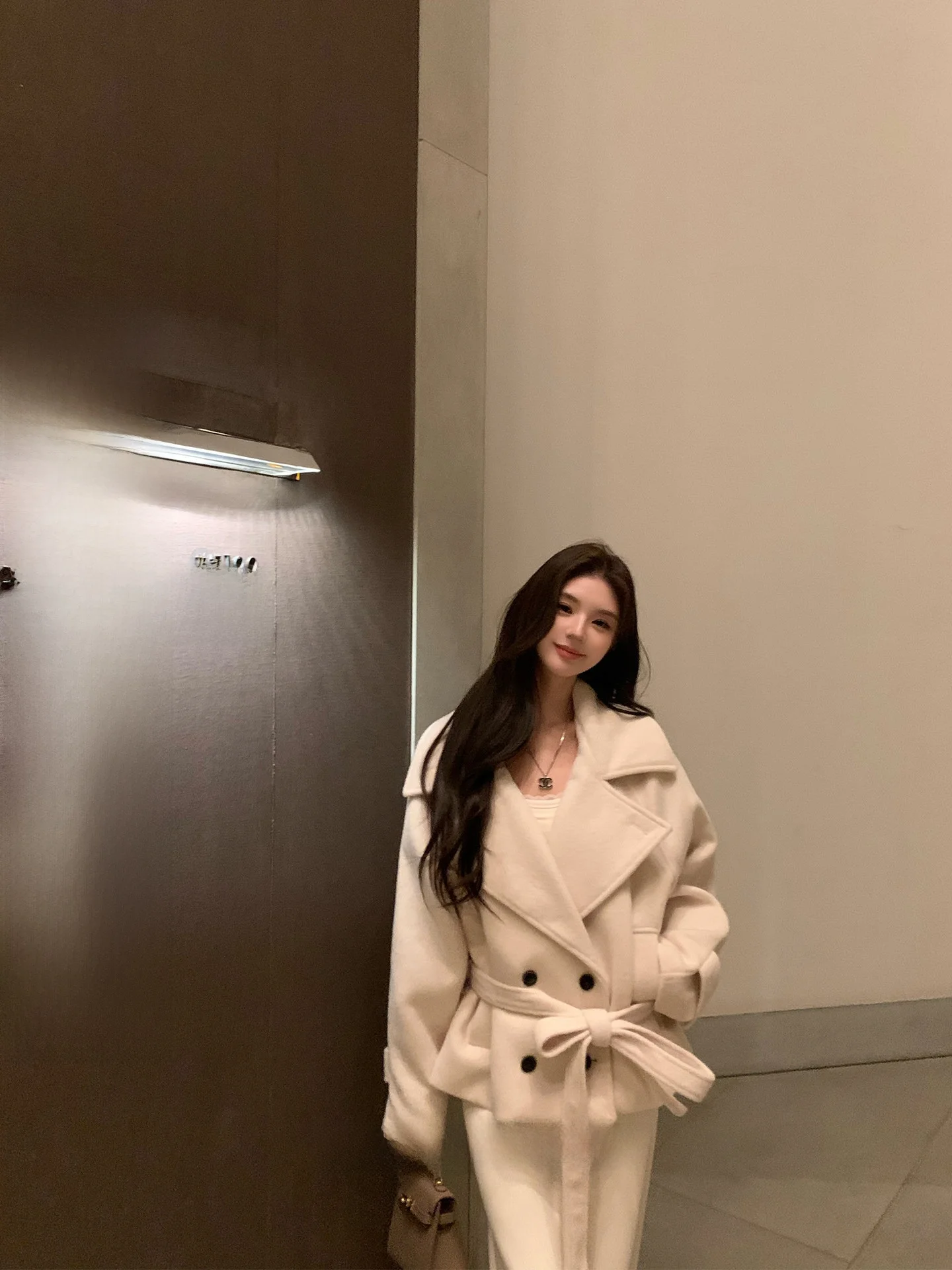 

Ele Woolen Coat in Beige with Stand Collar And Tailored Design by 23TH ALTER Korean Sle Long Sve for Young Women