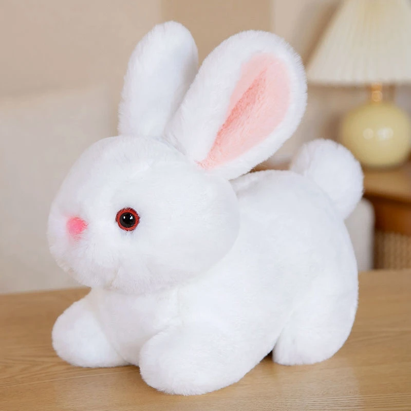 Peluche simpatico coniglietto da 20 cm bianco e rosa bambola di coniglio animale super morbida e rilassante come regalo di compleanno e Natale