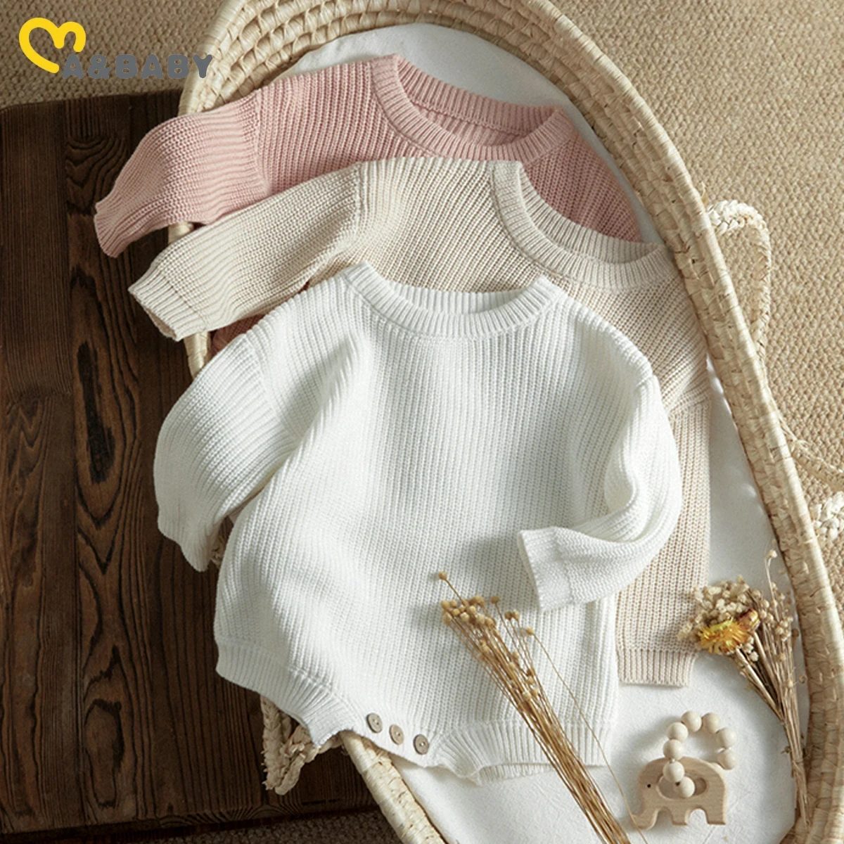 Ma&Baby 0-24M Newborn Infant Baby Girl Boy Romper Knit Jumpsuit Solid Color Warm Fall Winter Clothing Sweater