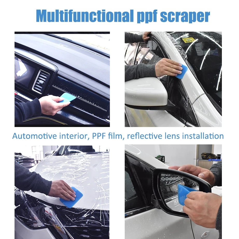 5PCS PPF Squeegee Kit Anti-Scratch TPU Rubber Scraper Window Tinting Tools Car PPF Film Install Vinyl Wrap Water Wiper Cleaning