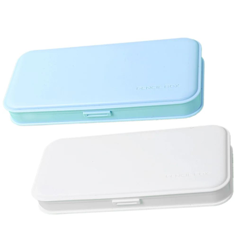 

2pcs Pen Case Durable Practical Long Use Compact Portable Student Stationery Box Frosted Mini Pp Bag Storage Small Pencil Case