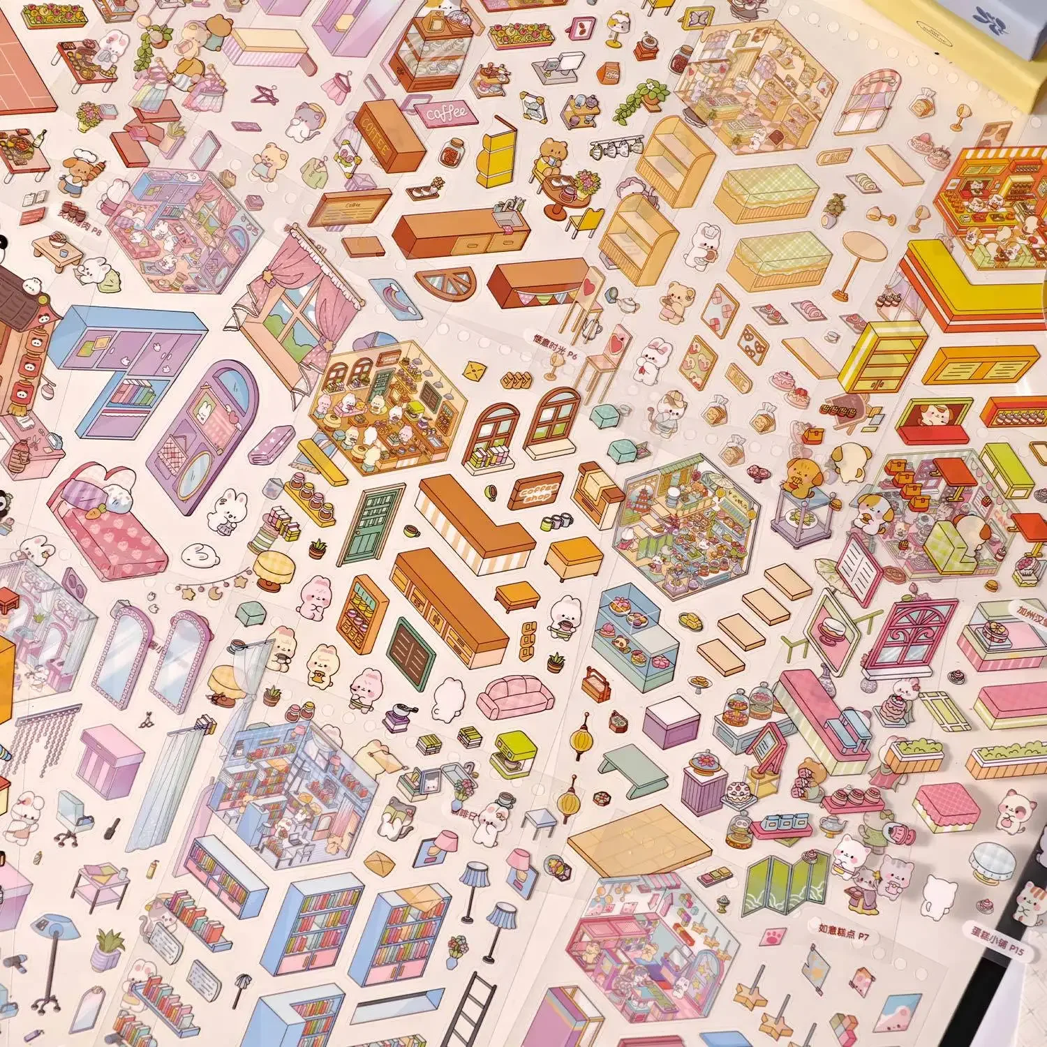 40pcs/pack Munchkin Town 3.0 Sticker Book  Adhesive Scenes for Kids' Quiet Books and Creative Play