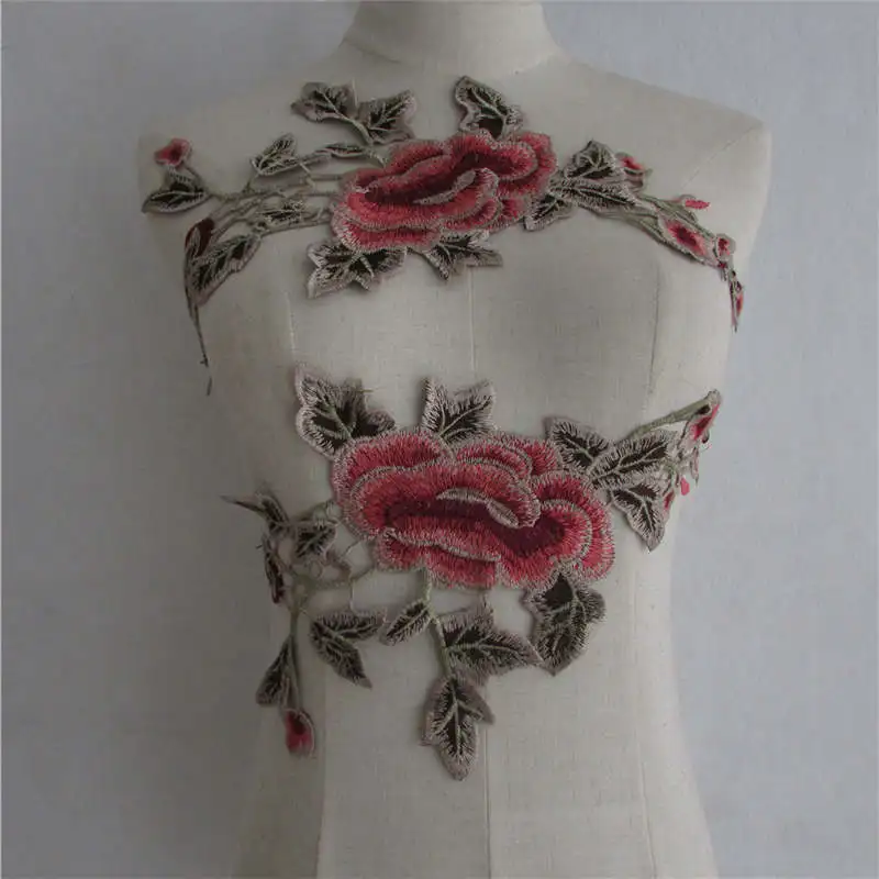 Polyester colored embroidered flower sewing decorative qipao DIY decorative clothing accessories clothing accessories