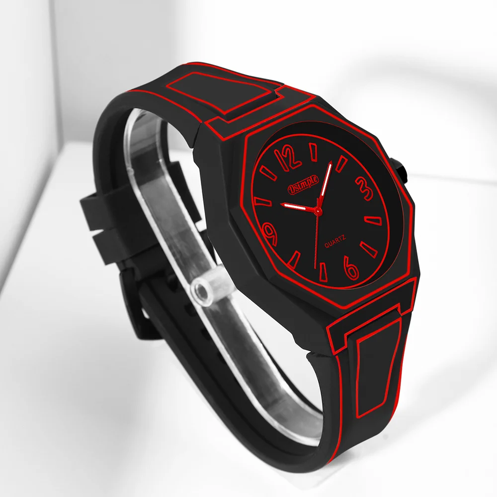Orologio da polso al quarzo stile: quadrante rotondo, unità elettronica, cinturino in silicone, unisex, stile contemporaneo, design pulito, regali per le vacanze
