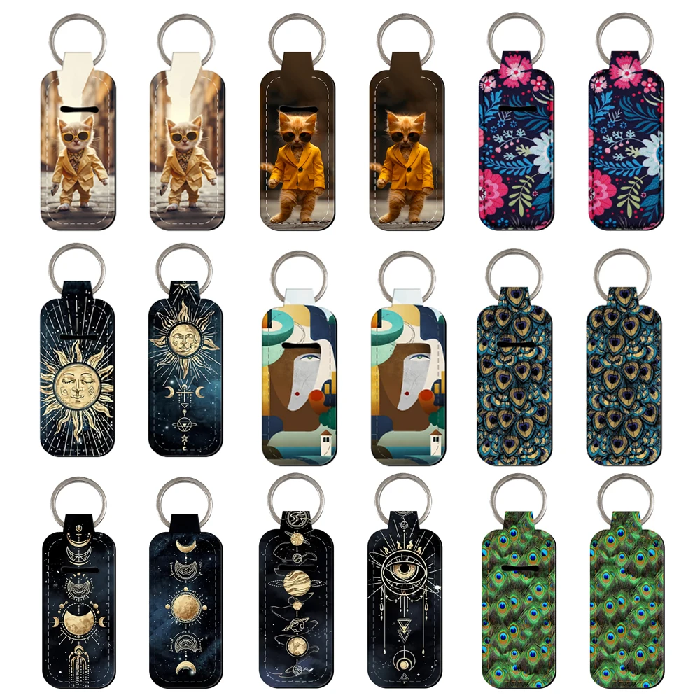 

Funny Cat New Fashion Lipstick Holder Keychains Chapstick Holder Lip Balm Lipsticks Keyrings Bag Jewelry 1pc