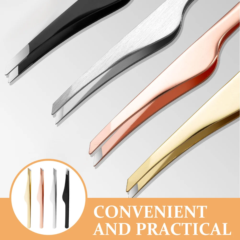 4 個の眉毛ピンセットステンレス鋼耐久性のある精密まつげアプリケーターまつげピンセット美容アクセサリー美容ツール