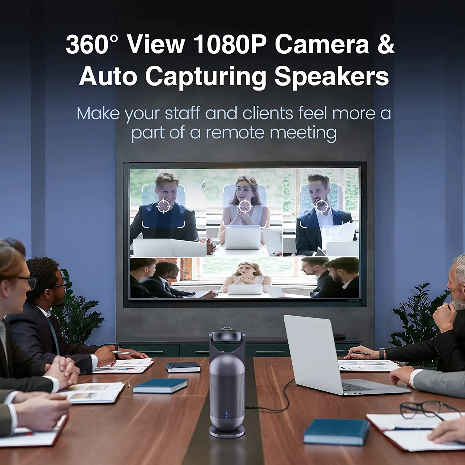 360 ° vídeo conferência câmera tudo-em-um 1080p webcam com 8 microfones e alto-falante hi-fi EMEET reunião cápsula