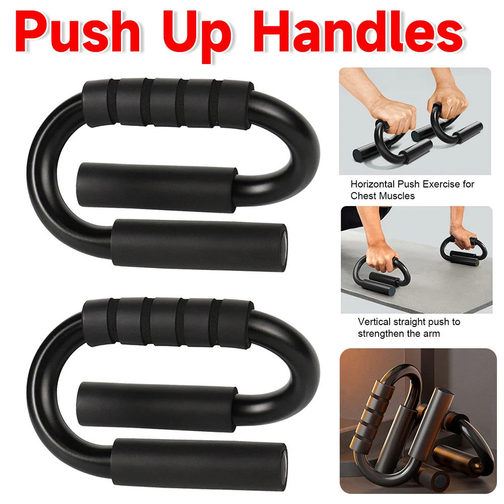 2pcs S Shape Push-up Handles No-Slip Foam Handles Push Up Bar Stands for Men Strength Muscle Floor Chest Workout Equipment