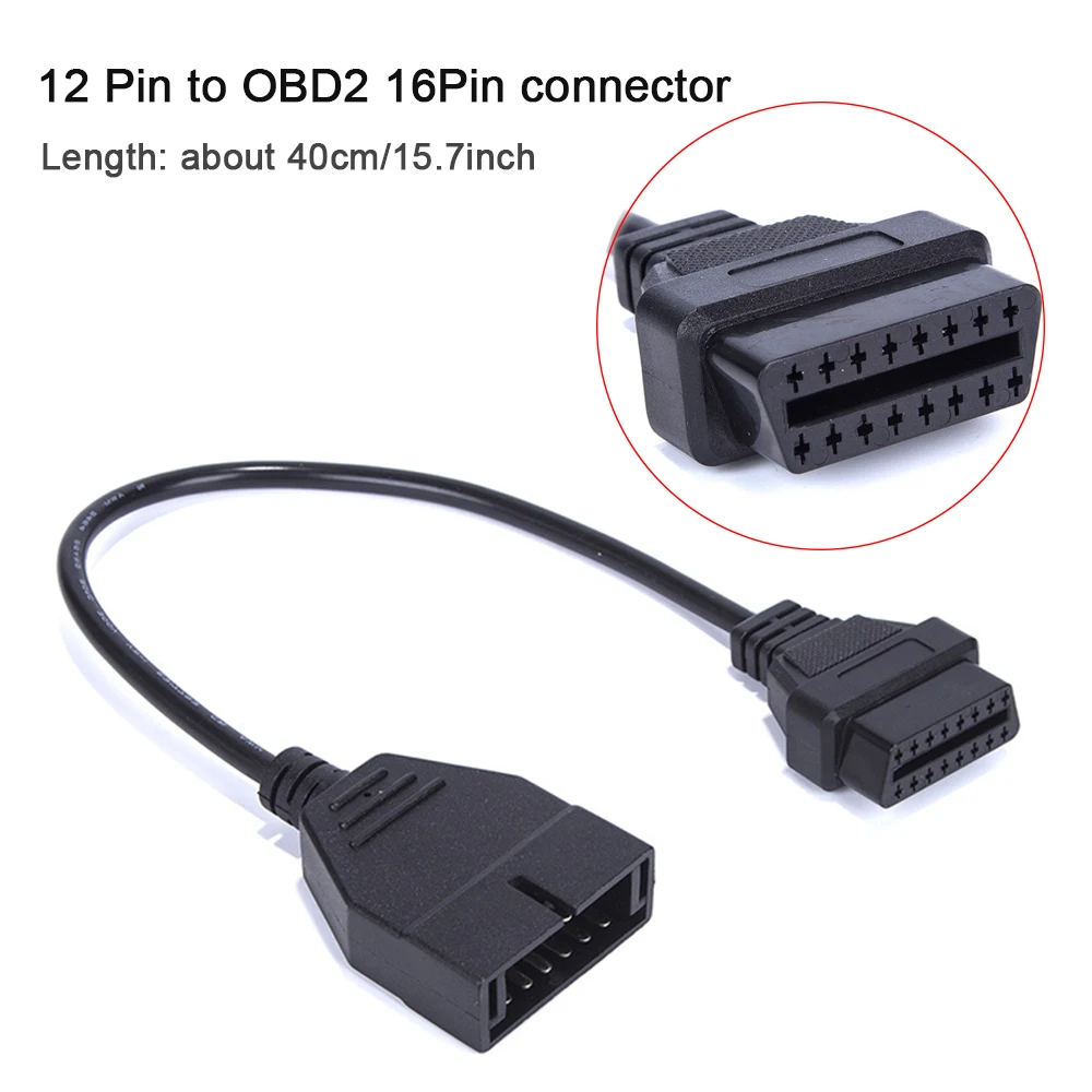 

12 Pin to OBD2 16 Pin Connector Adapter Cable for GM Car OBD Extension Cord 40cm/15.7inch