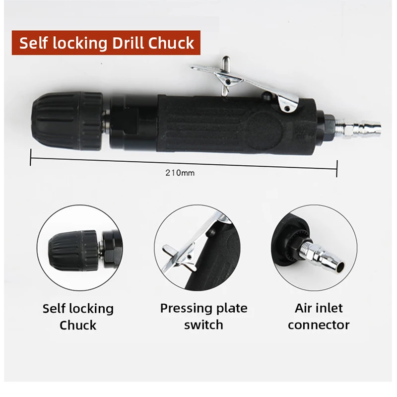 Air Drill Pneumatic 3/8\'\' Air Drill Drilling Machine Straight Drill Gun Drilling Machine Tool Drilling Machine Tapping Machine