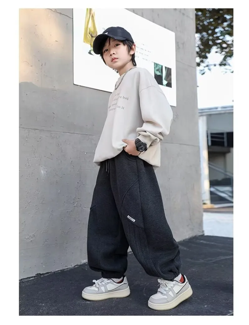 4-14 Jahre Teenager Jungen Sporthosen Herbst 2026 UNITIM Kinder Jungen Jogginghose Locker Sitzend mit Elastischem Bund Stilvolle Junior Kinder Jungen Hosen – Detail 18
