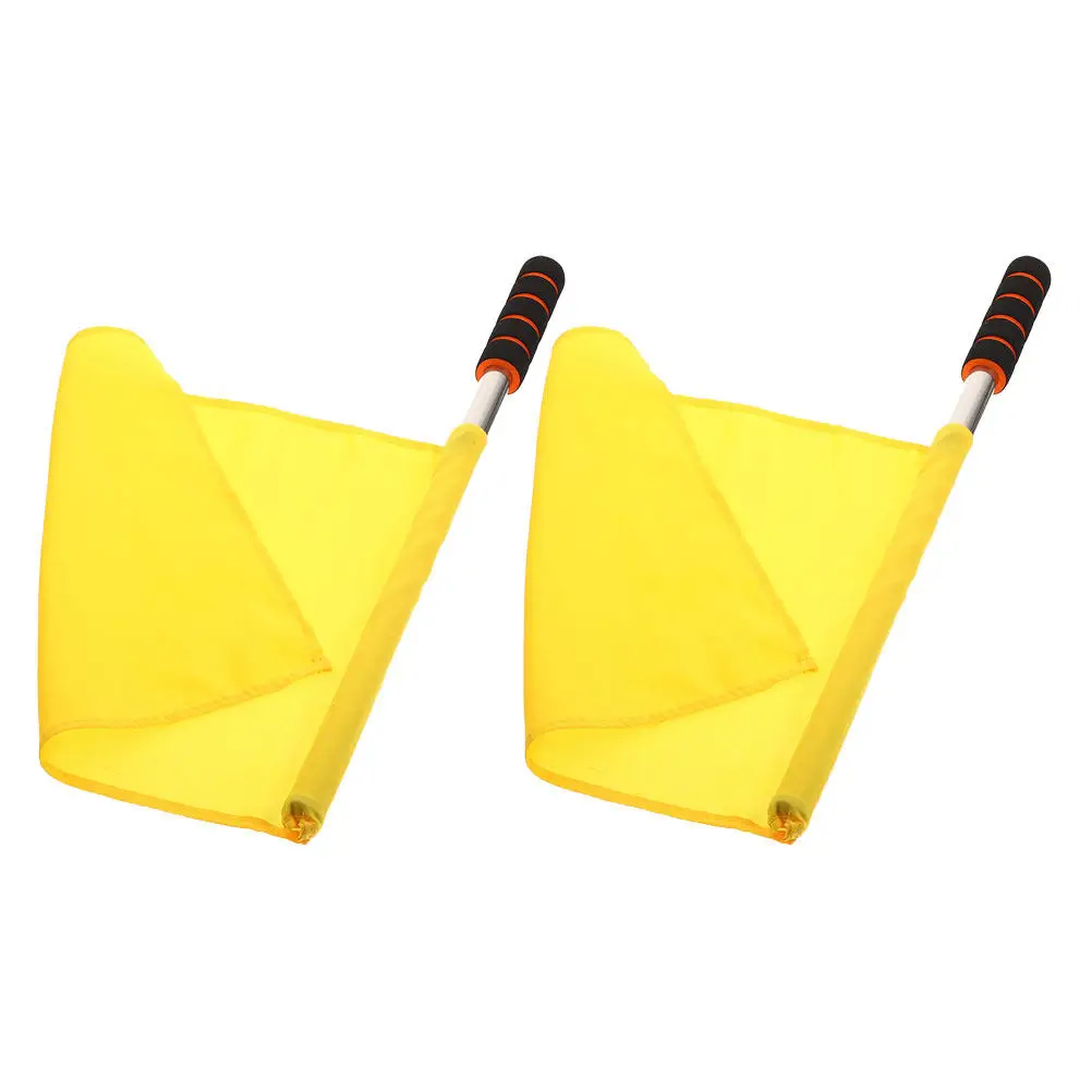 

2Pcs Traffic Flags Handheld Referee Signal Flags for Sports Training Volleyball Match Racing Railway Safety Soccer Referee Flag
