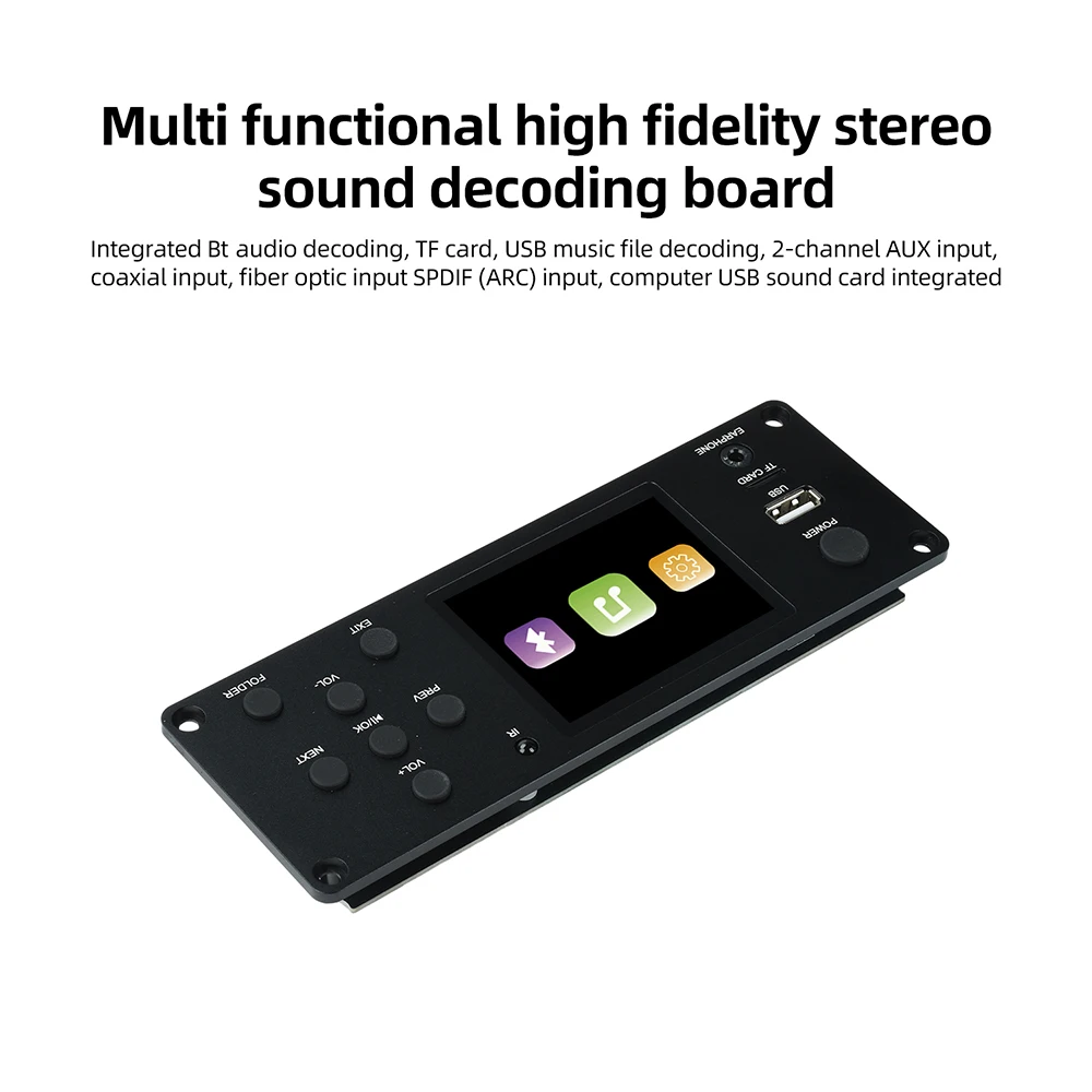 2.8 inch TFT Amplifier BT Lossless Audio Player DC 5-12V MP3 Decoder Board Car Audio USB TF FM Radio Module IPS Color Screen
