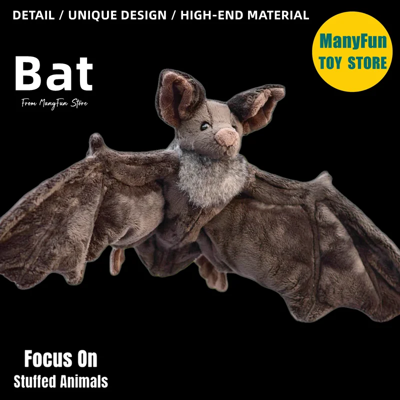 Realistic Vampire Bat High Fidelity Fox Bat Plushie Bat Plush Toys Lifelike Animals Simulation Stuffed Doll Kawai Toy Gifts Kids