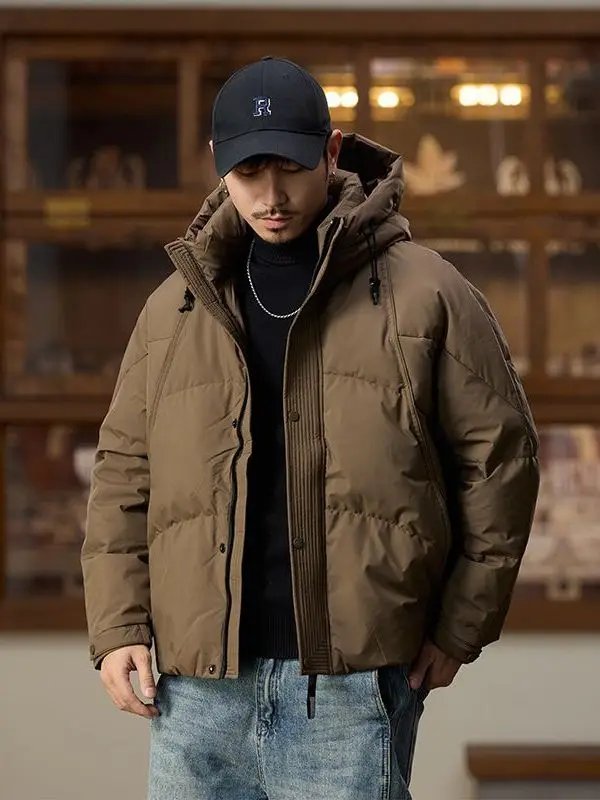 

Мужская утепленная зимняя куртка-пуховик с воротником-стойкой, повседневная, теплая, с наполнителем из 90% белого утиного пуха