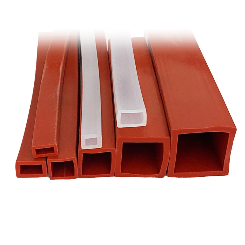 Rectangular High Temperature Resistant Silicone Square Tube Sleeve Hollow Squares Pipe Rubber Sealing Strip Protective Casing