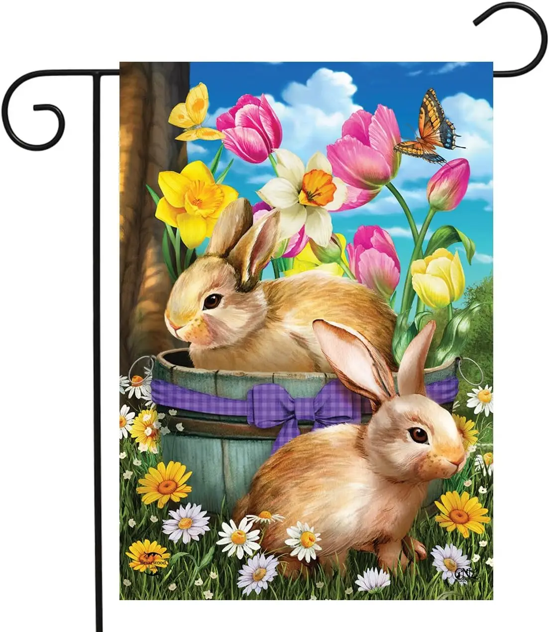 Briarwood Lane Spring Bunny Basket Floral Garden Flag Easter 12.5 x 18