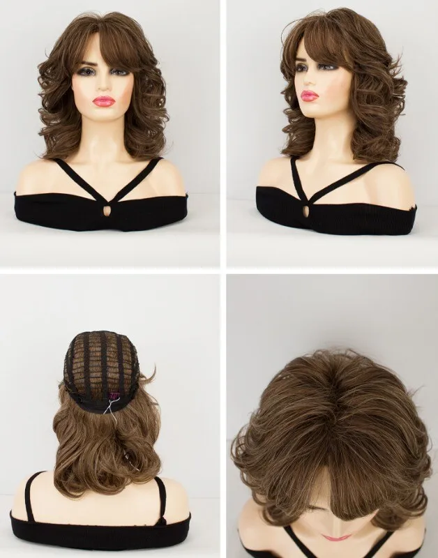 

Женский парик Коричневый вьющийся парик Длинные женские парики из волос