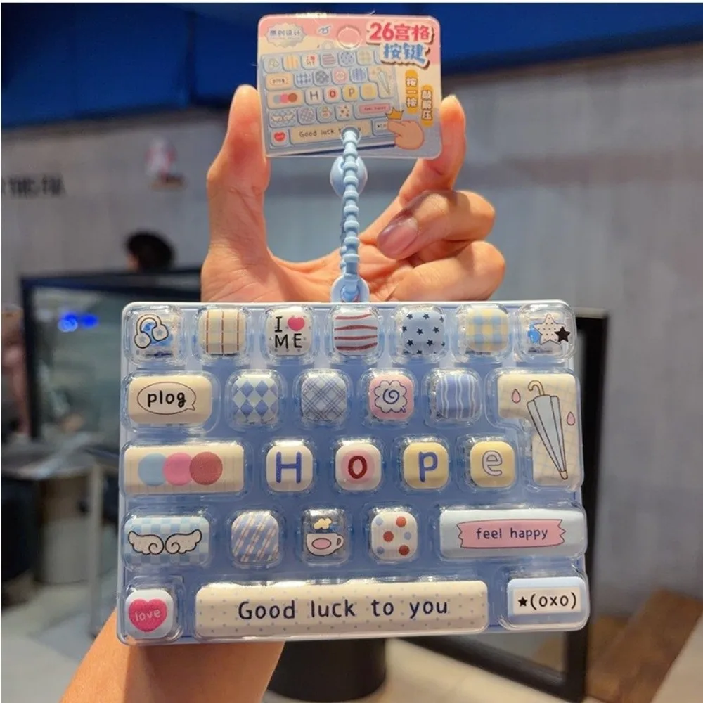 Keycap Clicker 26 Key Keycap Keychain Never Closed Cute 26 Button Keychain Cartoon Colorful Keyboard Keychain Holiday Gift