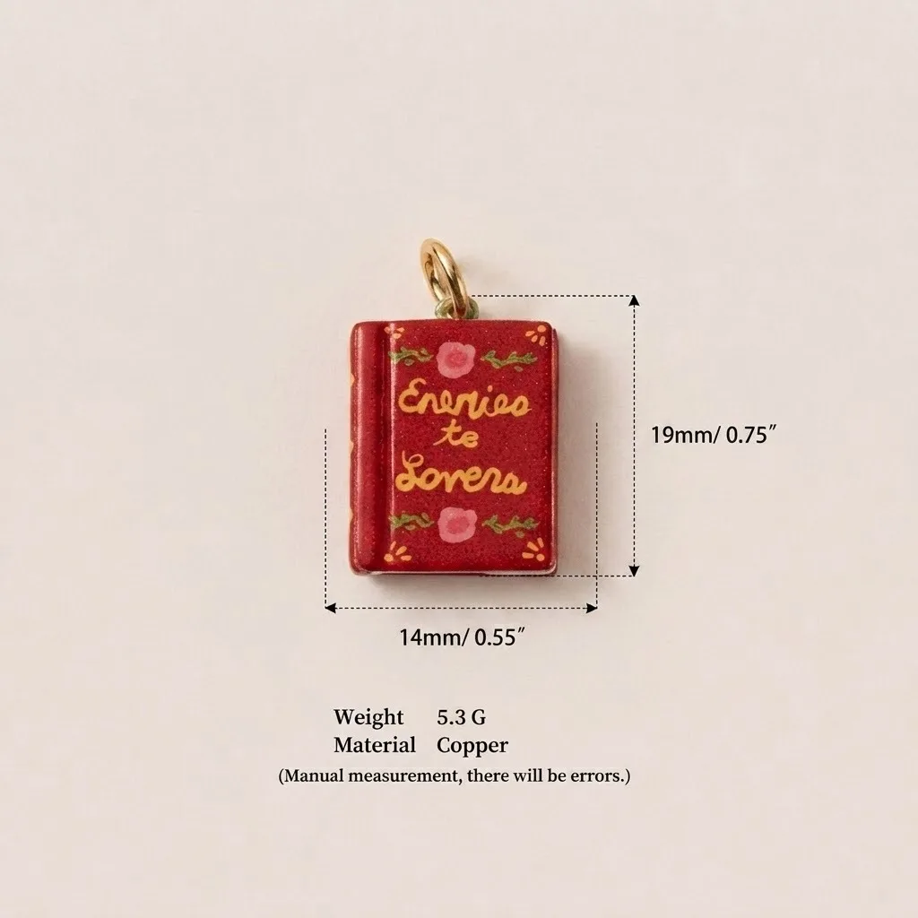 Kupfer Mini-Buch-Anhänger, Buchliebhaber-Anhänger, DIY Schmuckherstellung, Halskette Armband, Handgemachtes Bastelzubehör – Detail 5