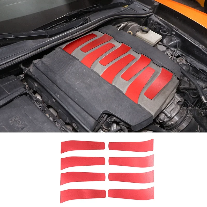 8Pcs Aluminum alloy red For 2014-2019 Chevrolet Corvette C7 Car styling car hood decoration sticker car protection accessories