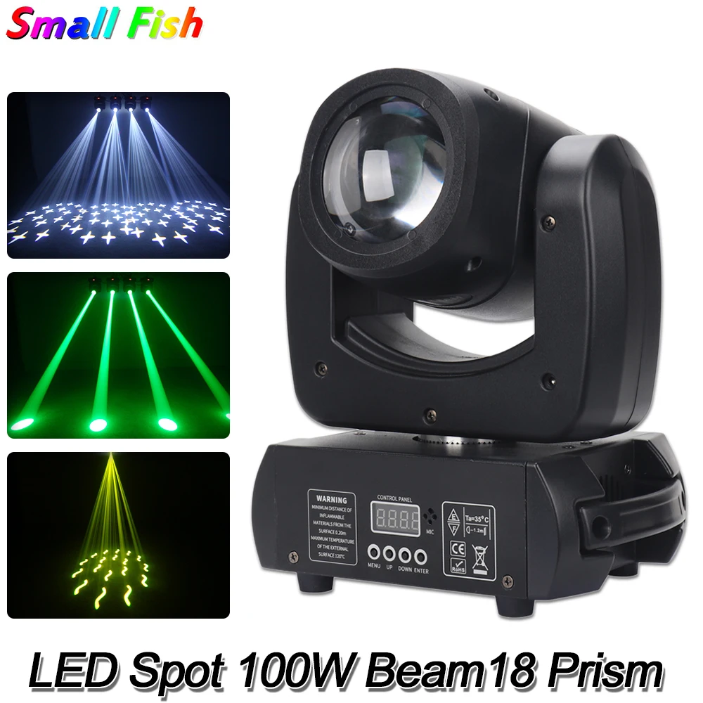 led moving head spot light 18 face prism dmx512 som dj stage effect party dance disco bar musica novo 100w beam 01