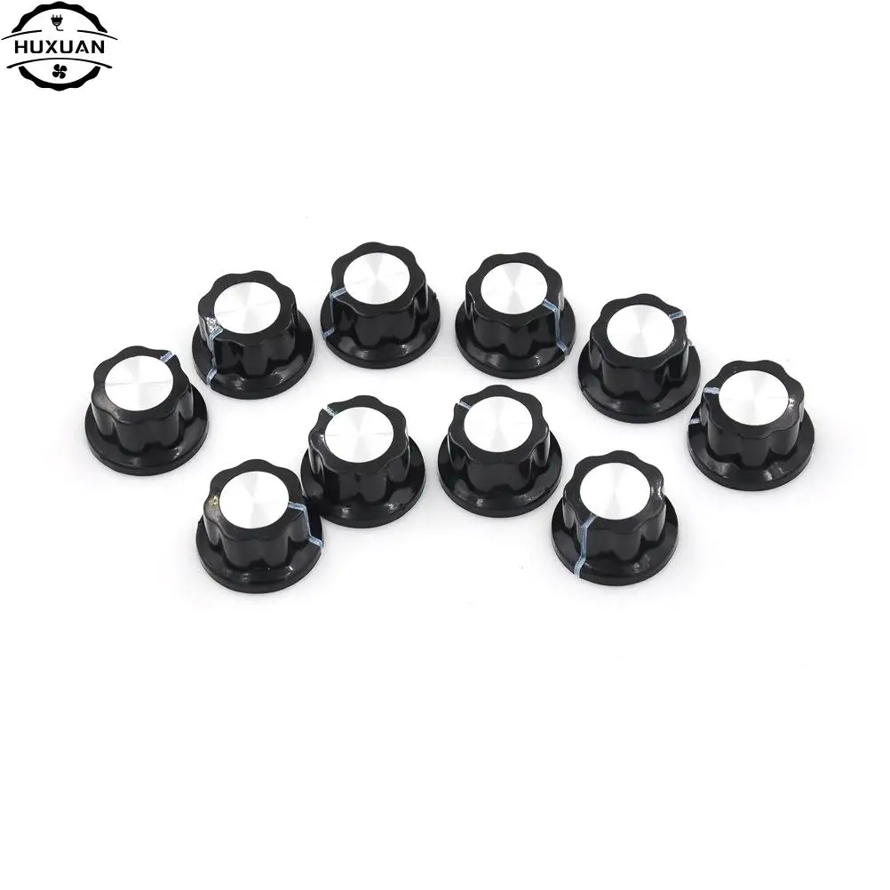 10pcs/pack Black Potentiometer Knob Rotary Cap MF-A01 A01 Potentiometer Bakelite Governor knob Material Plastic Metal