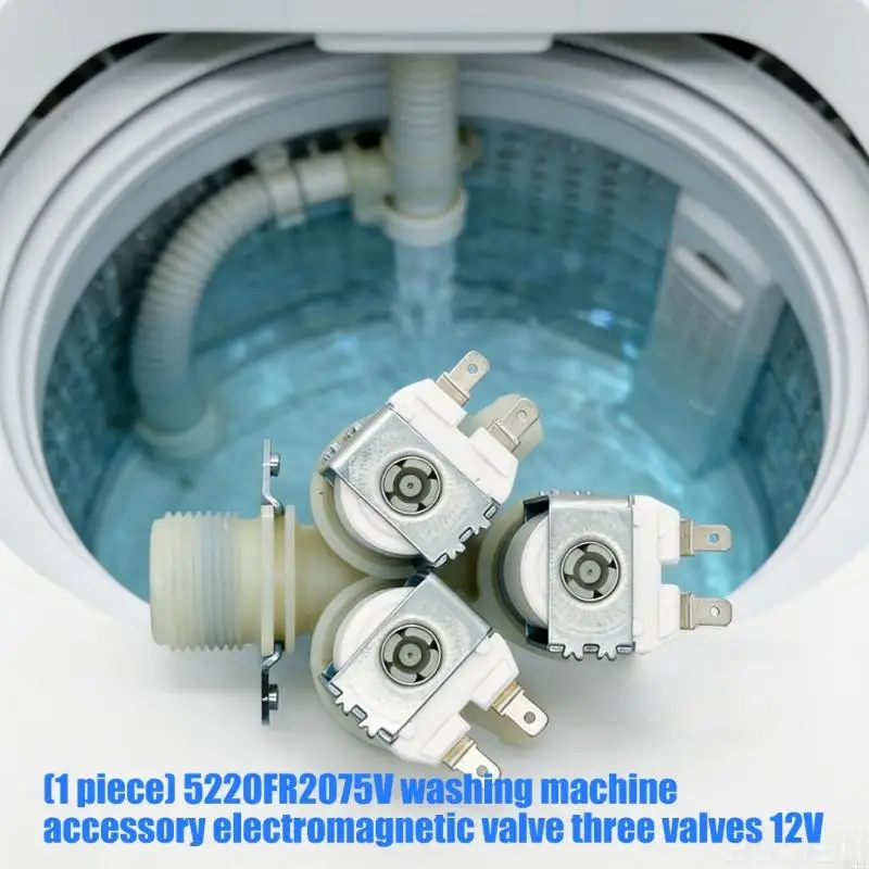 2025 New 3 Way Water Inlet Solenoid 12V For Washing Machine Replacement Component Works With 5220FR2075V AP5214813 AH3617342