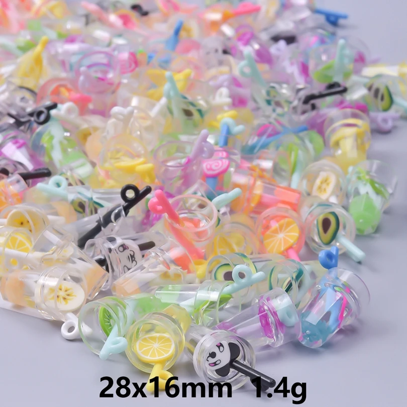 10/30/50/100pcs Luminous 3D Beverage Juice Cup Charms Pendant For Jewelry Making Diy Earrings Keychain Handmade Accessories New