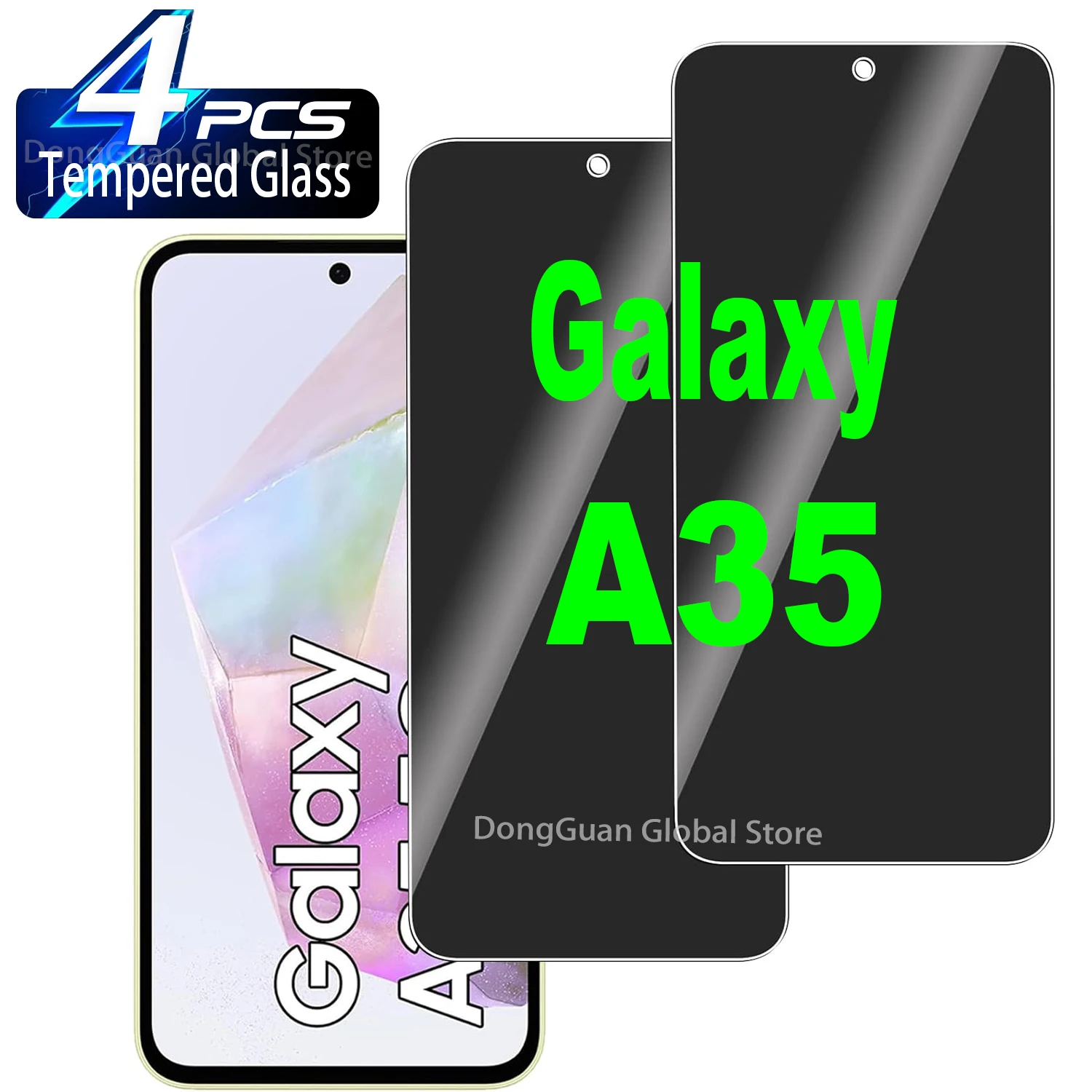Anti Spy Tempered Glass For Samsung Galaxy A35 Protector Privacy Screen Film Not Support Fingerprint Unlocking
