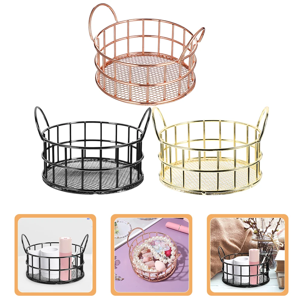 

3 Pcs Storage Basket Desktop Small Eggs Candy Snack Pencil Iron Dressing Table Farmhouse Wire Food