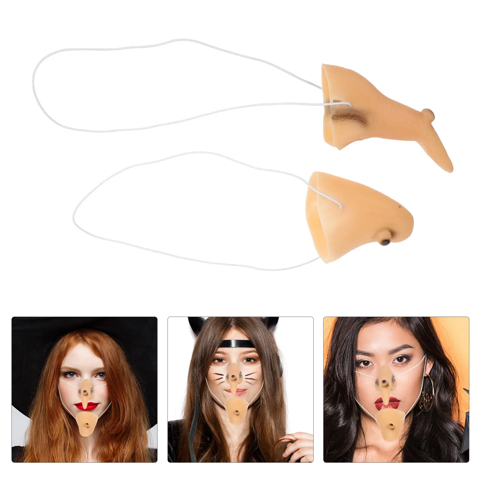 

1Set Witch Nose Chin Masquerade Party Accessory Realistic Hooked Nose Pointed Chin Halloween Witch Costume Women Cosplay